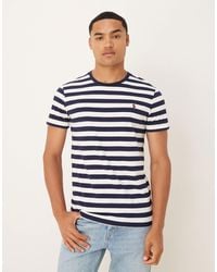 Polo Ralph Lauren - T-shirt ajusté à rayures et logo emblématique - /bleu marine - Lyst
