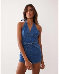 Miss Selfridge - Plunge Tie Waist Playsuit - Lyst