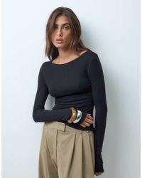 ASOS - Lyocell Blend Boat Neck Long Sleeve Top - Lyst