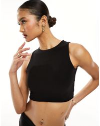 Missy Empire - Missy Empire Cropped Racer Neck Top - Lyst