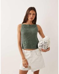 Abercrombie & Fitch - Gebreide Mouwloze Top Met Vierkante Hals En Bloemenprint - Lyst
