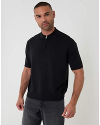 Threadbare - Relaxed Fit Knitted Quarter Zip Polo - Lyst