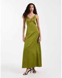 ONLY - Satin Feel Maxi Dress With Lace Detail - Lyst