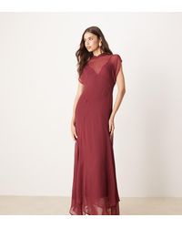 ASOS - Asos Design Tall High Neck Hanky Hem Chiffon Maxi Dress - Lyst