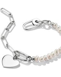 Thomas Sabo - Charm Bracelet Paperclip An Pearls With Connect Link - Lyst