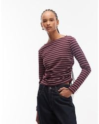 Reclaimed Vintage - Slash Neck Cinched Waist Long Sleeve T-shirt With Ruching Detail - Lyst