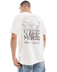 Jack & Jones - Oversized T-Shirt Met Dark Manifesto-Print Op De Achterkant - Lyst
