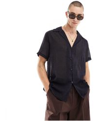 ASOS - Relaxed Fit Short Sleeve Revere Collar Sheer Shirt - Lyst