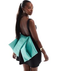 ASOS - Scuba Sweetheart Neck Mini Dress With Contrast Oversized Bow Back - Lyst