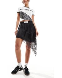 Collusion - Asymmetric Mini Skirt With Satin And Lace Jacquard Mix - Lyst