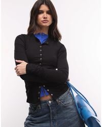 Weekday - Slim Fit Button Front Long Sleeve Top - Lyst