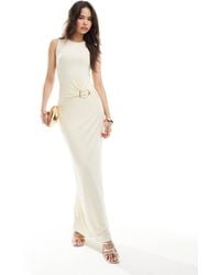 4th & Reckless - Double Layered Racerneck Hardware Ruched Detail Maxi Dress - Lyst