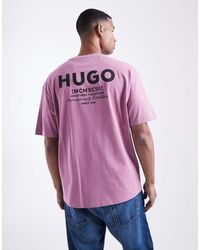 HUGO - Nalono Central And Back Logo Print Oversized T-shirt - Lyst