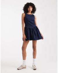 Miss Selfridge - Drop Waist Denim Mini Dress - Lyst