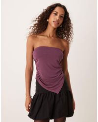 ASOS - Soft Handle Bandeau Top With Ruched Sides And Asymmetric Hem - Lyst