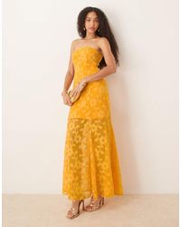 ANAYA - Floral Burnout Bandeau Maxi Dress - Lyst