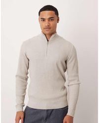 Mango - Jersey Con Cremallera Corta De Canalé De Mezcla De Algodón De -Neutro - Lyst