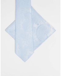 ASOS - Set De Corbata Y Pañuelo De Bolsillo Azules Con Estampado De Cachemir De - Lyst
