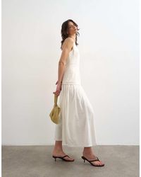 TOPSHOP - Heavy Twill Dropped Waist Maxi Dress With Full Skirt - Lyst