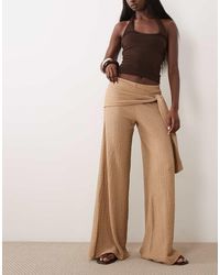 ASOS - Textured Wide Leg Trouser Co-Ord With Tie Waist Detail - Lyst