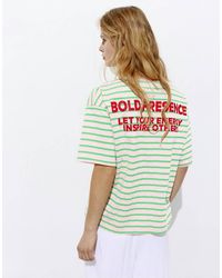 Pull&Bear - Striped T-shirt With Slogan - Lyst