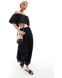 New Look - Midirok Van Gekreukte Stof Met Kanten Inzetstukken En Stroken - Lyst