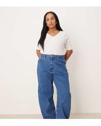 ASOS - Asos Design Curve High Waisted Barrel Leg Jeans - Lyst