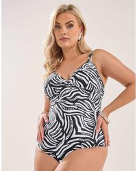 Yours Clothing - Geometric Print Swimsuit - Lyst