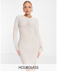 Naked Wardrobe - Mesh Net Long Sleeve Mini Dress - Lyst