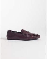ASOS - Micha Mocasines De Cuero Auténtico Suaves En Burdeos-Rojo - Lyst