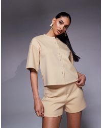 ASOS - Chemise d'ensemble coupe carrée en maille interlock avec manches mi-longues - june citron - Lyst
