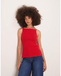 Abercrombie & Fitch - Top Sin Mangas Con Cuello Alto Y Aberturas Laterales De Punto De - Lyst