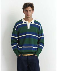 Pull&Bear - Striped Knit Polo Shirt - Lyst