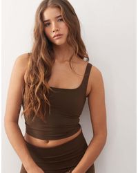 Weekday - Top Elástico Sin Costuras Con Cuello Cuadrado De Tejido Doble Mix & Match De - Lyst