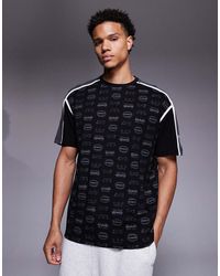 EA7 - Camiseta Negra Con Diseño De Monograma Del Logo De Armani-Negro - Lyst