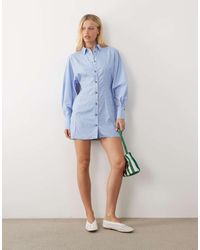 ASOS - Mini Shirt Dress With Cinched Waist - Lyst