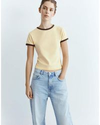 Pull&Bear - Short Sleeve Ribbed T-Shirt - Lyst