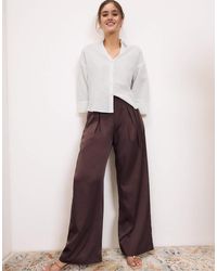 Stradivarius - Linen Blend Kimono Sleeve Shirt - Lyst