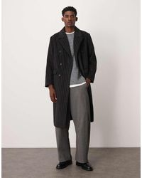 ASOS - Pinstripe Wool Look Oversized Longline Coat - Lyst