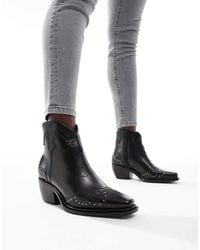 OFF THE HOOK - 'Grange' Block Heel High- Ankle Leather Boots - Lyst