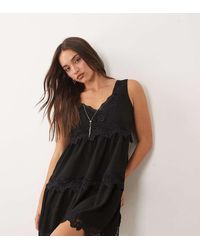 Fashionkilla - Exclusive Crepe Lace Trim Cami Babydoll Mini Dress - Lyst