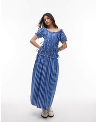 TOPSHOP - Cap Sleeve Shirred Dress With Tie Sides - Lyst