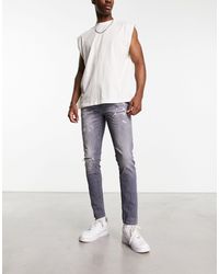 Jack & Jones - Intelligence Liam Super Stretch Skinny Fit Jeans With Rip And Repair - Lyst