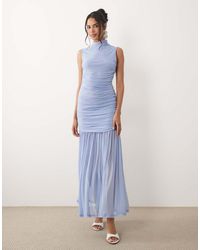 ASOS - Ruched Drop Waist Circle Dress With Grown - Lyst