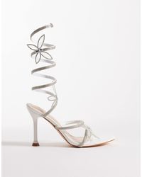 SEQWL - Liquorice Embelished Wrap Around Heeled Sandal - Lyst
