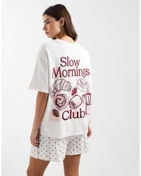 ASOS - Pigiama Con T-Shirt Oversize E Pantaloncini Con Grafica Slow Mornings - Lyst