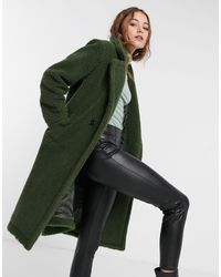 Liquorish Midi Teddy Coat - Green