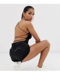 Boohoo Basic Body With Lace Up Back In Black