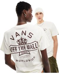 Vans - Checkerboard society - t-shirt - crème - Lyst