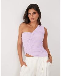 ASOS - Mesh Ruched Asymmetrical Top - Lyst